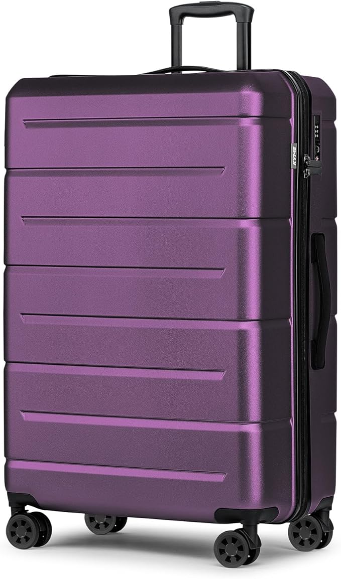 KYME Large Suitcases with Wheels Hardshell 28 Inch Luggage TSA Approved Big Checked Luggage Durable Travel Rolling Suitcase for Women Dark Purple