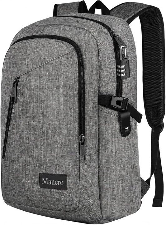 Mancro 17.3 Inch Business Laptop Backpack Large Travel Backpack Lightweight Anti-Theft Laptop Backpack for Men & Women