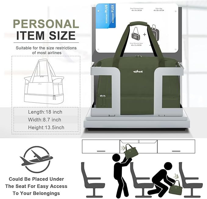 ETRONIK Gym Bag for Women, Personal Item Travel Bag with Shoes Compartment, Weekender Overnight Duffel Bag with Wet Pocket, Carry On Bag for Women, Travel, Gym, Weekend