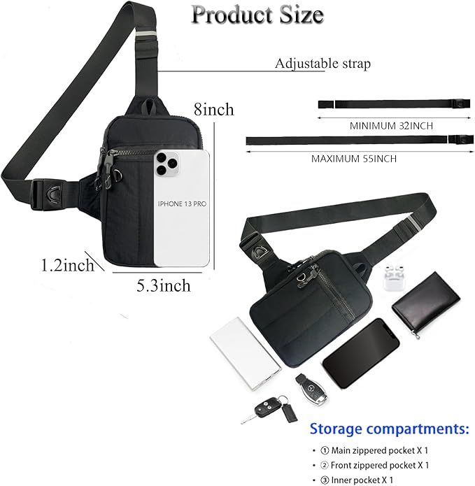 Mini Sling Bag for Men Crossbody,Small Chest Bag Casual Trendy Waterproof Lightweight Phone Crossover Daypack