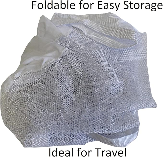 Large Soft Nylon Mesh Laundry Basket with Handles Portable and Collapsible For Dirty and Clean Laundry Home Travel College Dorm Also Ideal For Toys and Sporting Goods