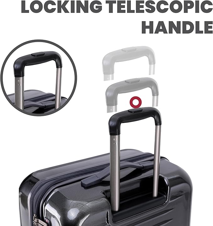 Spyder Rails Expandable Hardside Upright Suitcase with 360° Spinner Wheels, TSA Approved Lock (Black, 3-Piece Set)