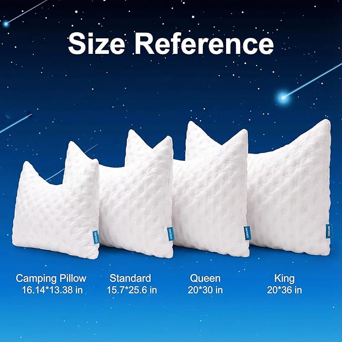 Cooling Side Sleeper Pillow for Neck and Shoulder Pain, Luxury Shredded Memory Foam Curved Bed Pillows for Sleeping Set of 1- Adjustable Travel Pillow Size- Washable Cover Crescent White