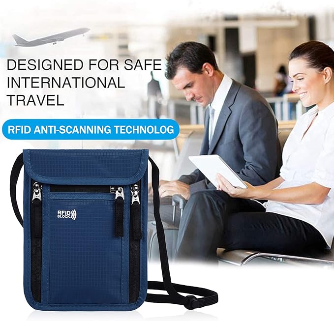 Travel Pouch Neck Wallet Family Passport Holder Organizer Case with RFID Blocking | RFID Blocking