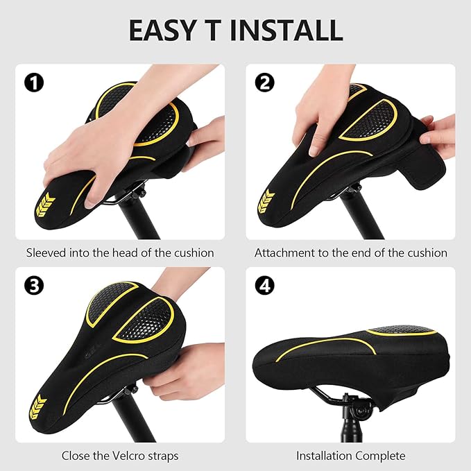Bike Seat Cushion Gel Padded Bike Seat Cover Extra Soft Comfy for Men Women Comfort,with Peloton Stationary, Exercise, Mountain Bikes, Road & Electric