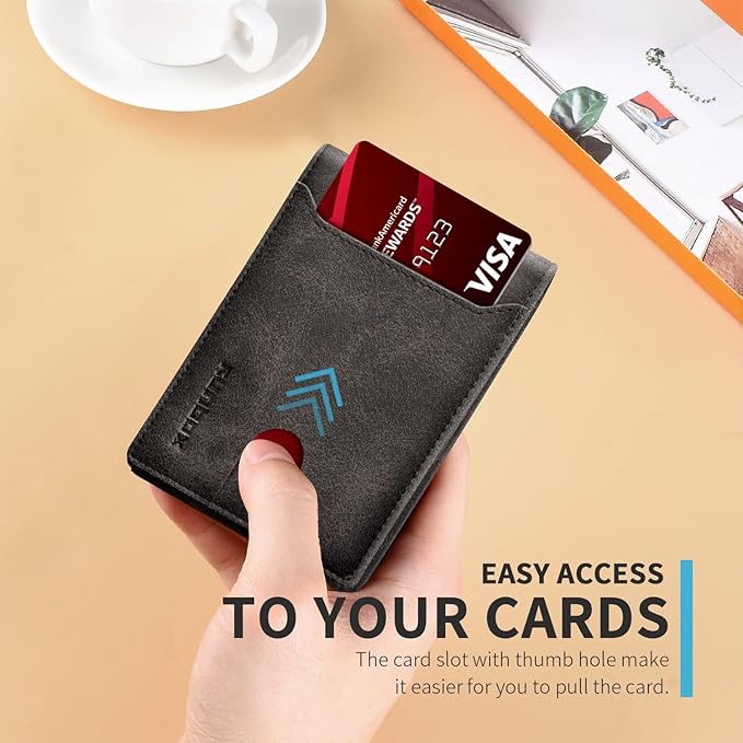 RUNBOX Wallet for Men Slim 11 Credit Card Holder Slots Leather RFID Blocking Small Thin Men's Wallet Bifold Minimalist Front Pocket Large Capacity Gift Box