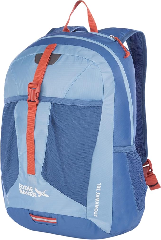 Eddie Bauer Stowaway Packable Backpack | Travel | Outdoor | Lightweight | Foldable | Durable | Ripstop Polyester | 30L - Coast Blue