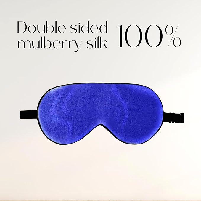 ZIMASILK 100% Natural Silk Sleep Mask Blindfold,Adjustable Super-Smooth Soft Eye Mask for Sleep with Bag(Royal Blue)