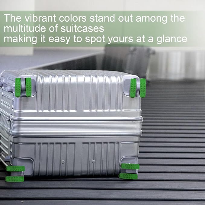 (8 Pack) Silicone Luggage Wheel Covers for 8-Spinner Wheel Suitcases, Mute & Shock Absorption Protector, Wear-Resistant & Noise-Reducing, Perfect for Travel (Green1)