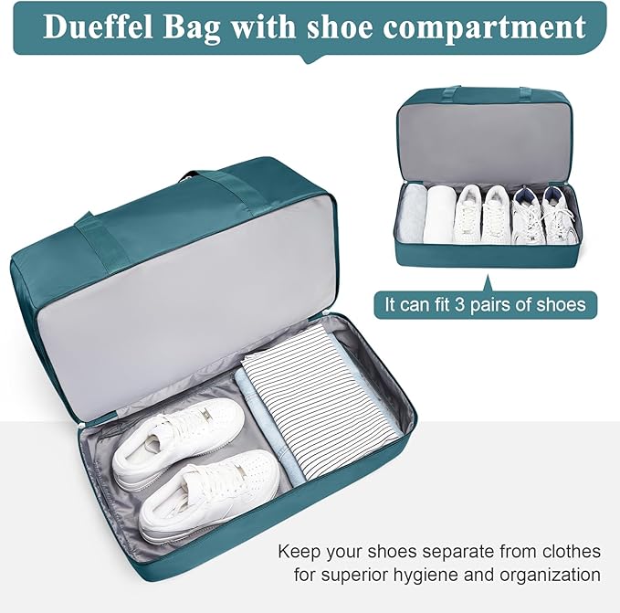 Extra Large Travel Duffle Bag with Shoe Compartment & Toiletry Bag, XL Weekender Bags for Women, Carry On Overnight Bags for Gym Sports, Water-Resistant Hospital Bag for Labor and Delivery