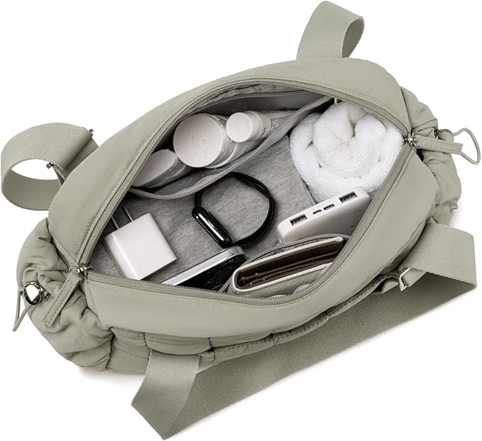 CAMTOP Mini Gym Bag for Women, Small Gym Tote Bag Puffy Quilted Sports Duffel Bag with Wet Compartment and Coin Purse Duffel Bags Dance Yoga Workout Bag for Gifts