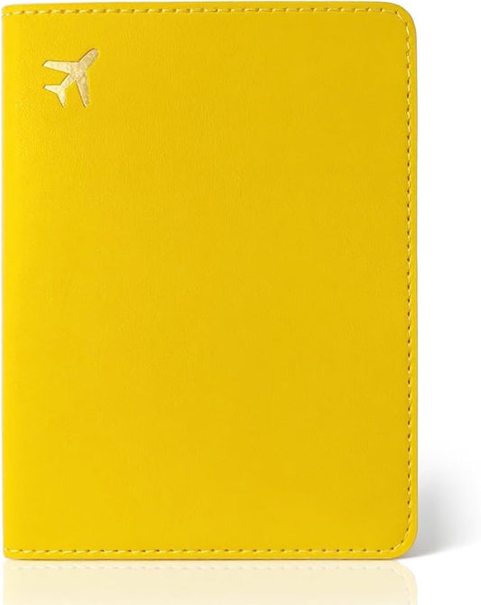 Passport Holder for Travel Essentials,RFID Blocking Passport Cover Case for Travel Accessories,Travel Wallet for Women Men (Lemon Yellow)