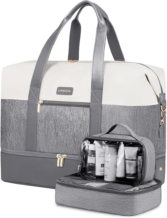 LOVEVOOK Weekender Bag, Large Travel Duffel Bag for Women with 2 Packing Cubes, Carry on Overnight Bag with Shoe Compartment, Mom Hospital Bags for Labor and Delivery