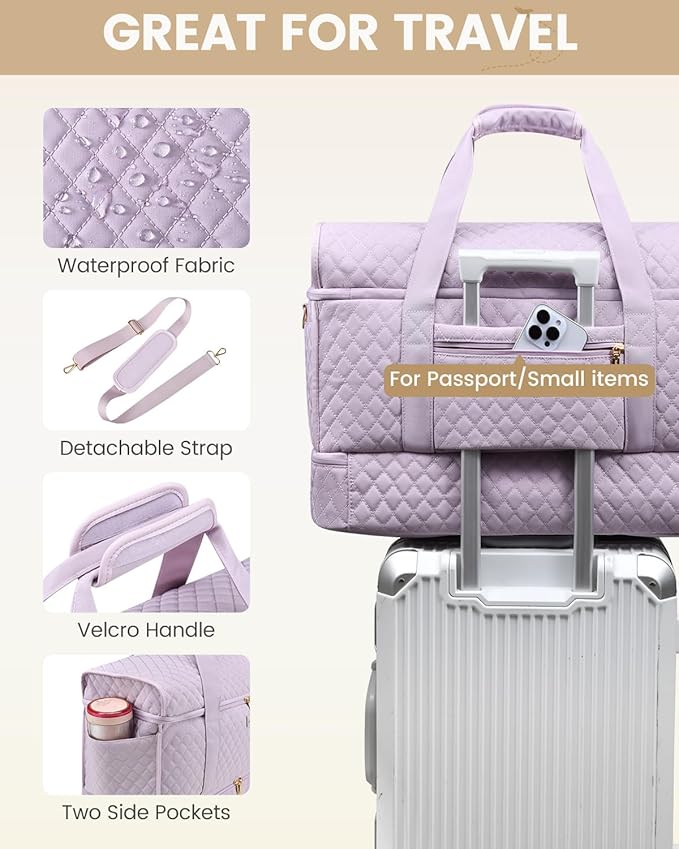 LOVEVOOK Large Travel Duffle Bag, Weekender Bags for Women With Shoe Compartment, Overnight Hospital Bag For Women Labor Delivery, Carry on Bag Personal Item Travel Bag, Yoga Gym Duffel Bag