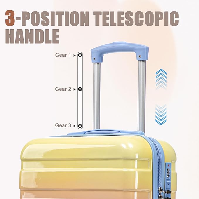Hardside Luggage, Durable ABS Suitcase with Spinner Wheels Rainbow