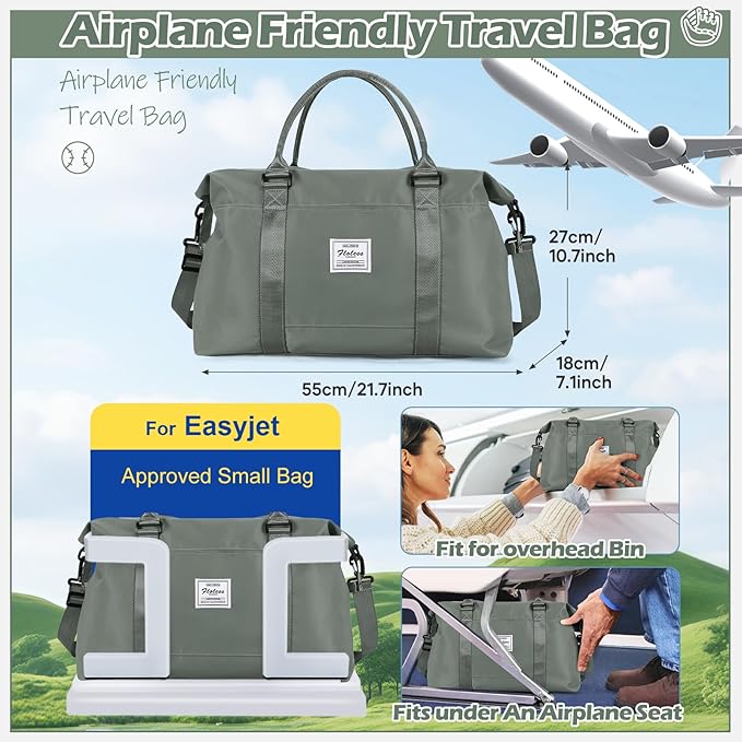 Small Gym Duffel Bag, Travel Weekender Bags for Women, Overnight Gym Carry On Tote Bag with Wet Pocket, Hospital Mom Bag for Labor and Delivery - Green