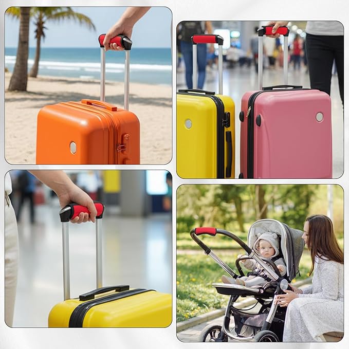 2PCS Luggage Handle Wraps for Suitcase, Bright Color Comfort Soft Handle Covers, Suitcases Luggage Handle-Wrap for Traveling, Luggage-Identifiers for Suitcases, Travel Accessories (Red)