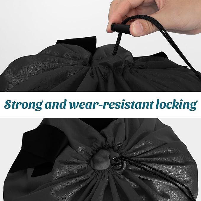 Laundry Bag Backpack Large Travel Laundry Backpack with Adjustable Shoulder Straps Portable Hamper Bag for College, Dorm, Apartment Camp(Black)