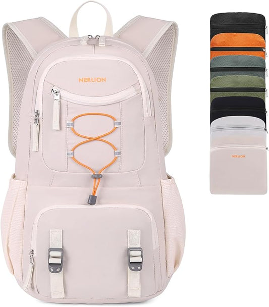 Nerlion 35L Hiking Backpack Travel Backpack for Men Women Camping Waterproof Outdoor Hiking Daypack Lightweight Backpack Beige Orange