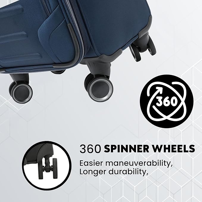 Spyder Pivot 30 Inch Expandable Softside Spinner Checked Luggage with 360° Spinner Wheels (True Navy, Large Checked)
