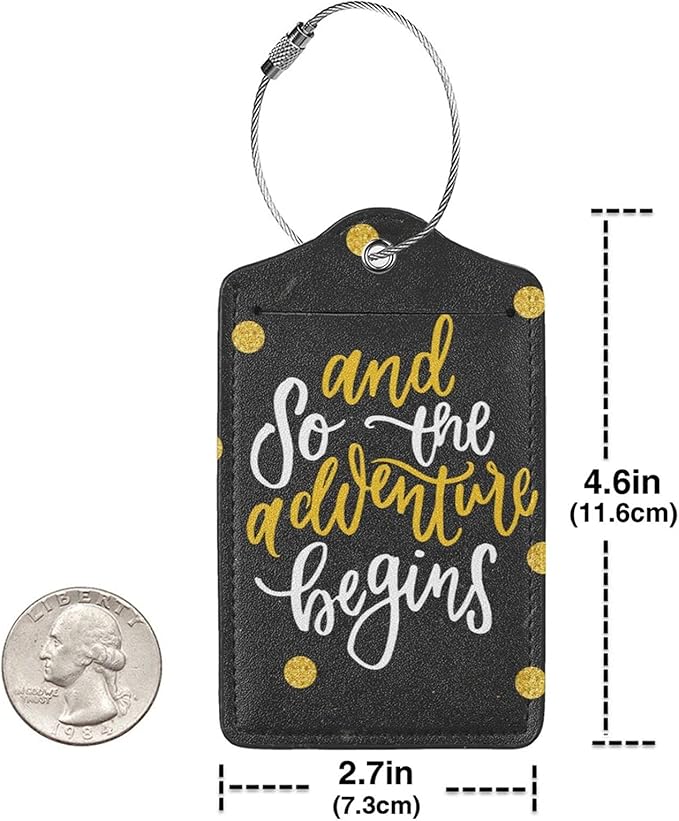 Black Cute Saying 2 Pcs Luggage Tags, Privacy Cover Id Label with Stainless Steel Loop and Address Card for Suitcases & Travel Bags