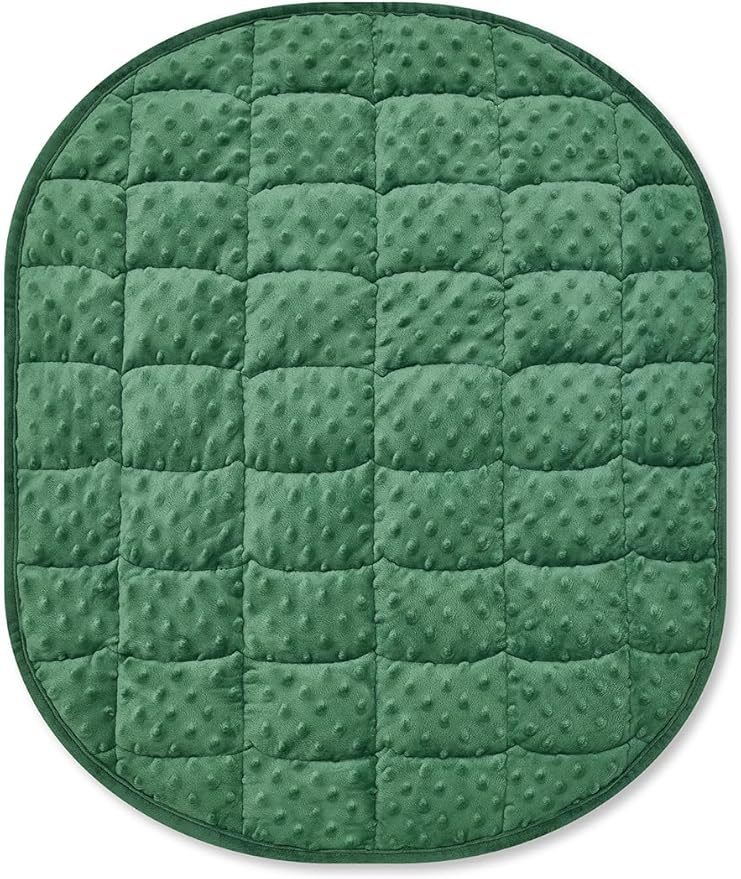 TONGDADA Weighted Lap Blanket 7lbs for Adult,Perfect for Relaxation, Lounging, Napping, Sleeping & Travel,Luxury Minky Weighted Body Blanket,Weighted Throw Blanket-Dark Green Minky Dot, 29" x 24"