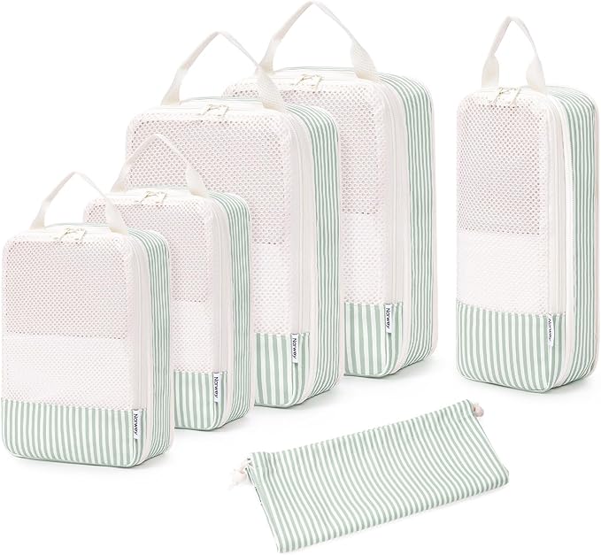 Narwey 6 Set/5 Set Compression Packing Cubes for Travel Kids Women Carry on, Packing Organizers Bag for Backpack Luggage Suitcase Duffle Bags