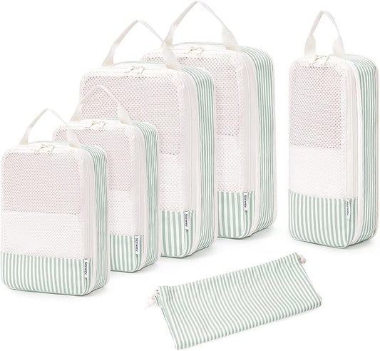 Narwey 6 Set/5 Set Compression Packing Cubes for Travel Kids Women Carry on, Packing Organizers Bag for Backpack Luggage Suitcase Duffle Bags