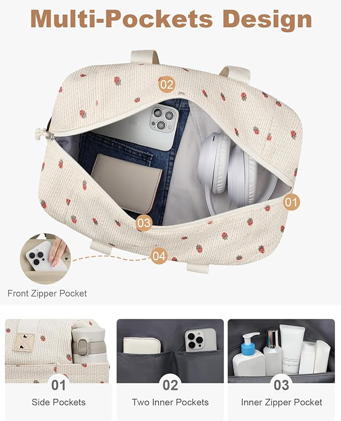 Travel Duffle Bag, Waterproof Weekender Overnight Hospital Bags for Women Men with Toiletry Bag Lightweight Carry on Personal Item Duffle Gym Bag for Travel, Airplanes, Sports