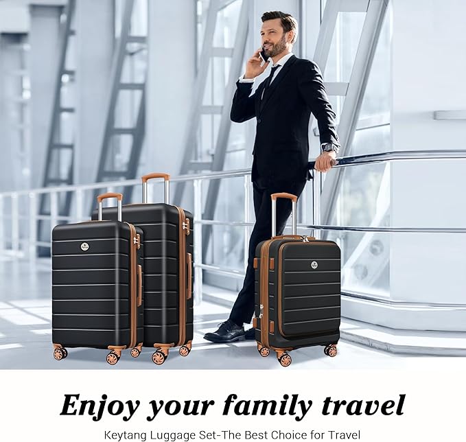 Classic Light Weight Hardside Expandable Spinner Wheels Luggage Suitcase W/TSA Lock,3 Piece Set,Black Brown