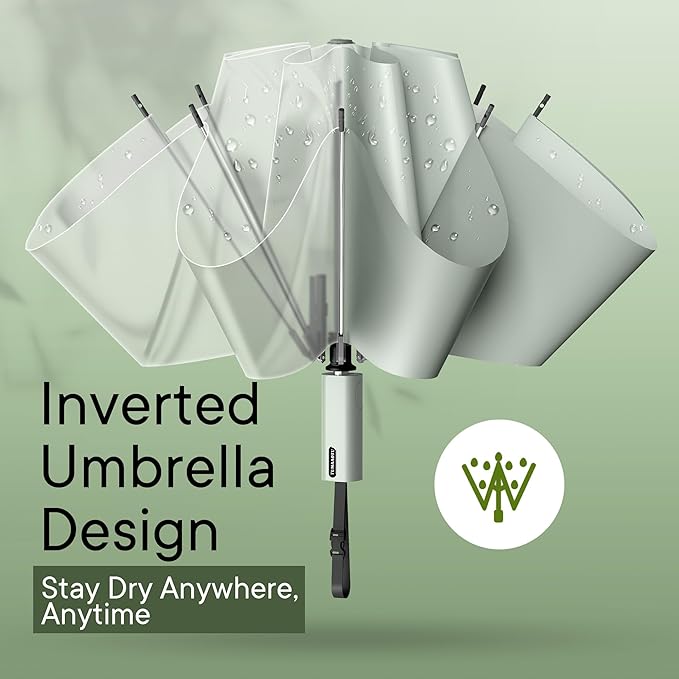 QWB TUMAAOTU Lightweight Compact Inverted Umbrella Windproof Auto Open Close – 5-Second Quick Fold Design for Women & Men, 8 Ribs Strong Travel Umbrellas for Rain & Sun, Fits Backpack & Car