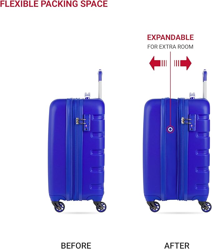 SwissGear 7366 Signature Hardside Expandable Luggage with Spinner Wheels, TSA Lock, Cup-Holder, Cobalt, Carry-On 19-Inch