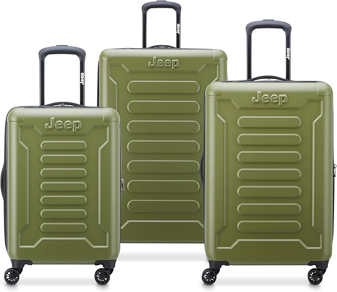 Jeep JH004C Hardside Expandable Luggage with Spinner Wheels, Avocado, 3 Piece Set 20/24/28 Inch