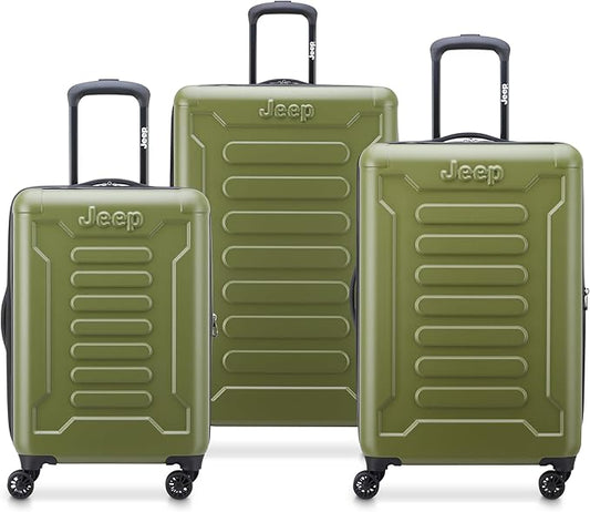 Jeep JH004C Hardside Expandable Luggage with Spinner Wheels, Avocado, 3 Piece Set 20/24/28 Inch