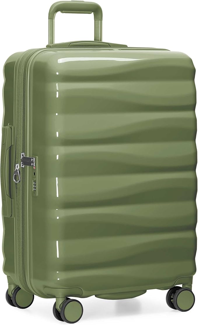 Traveler's Choice Edinburgh II Hardside Spinner Luggage, TSA Lock, Green, 25" Medium