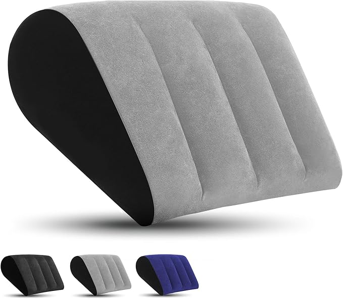Portable Inflatable Wedge Pillow for Traveling - Wedge Pillow for Sleeping,30s Blow Up Small Inflatable Wedge Body Positioner,Lightweight Bed/Leg/Hip/Ankle Elevation Pillows,Under Knee Pillow,Grey