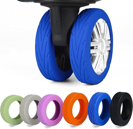 Upgrade Luggage Wheel Covers, 8pcs Suitcases Wheel Protector,Wear-Resistant, Anti-Noise, Silicone Protectors For 2-2.4"Luggage Spinner,Accessories for Travel (Blue)