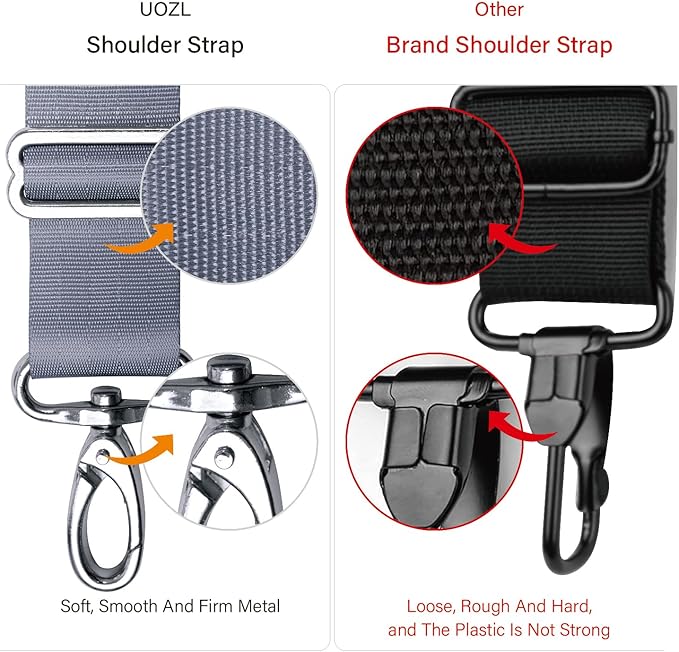 59 Inch Shoulder Straps, Soft with Ultra-Thick Fixed Shoulder Pad, Two Way Independently Adjustable Buckle Replacement Straps for Laptop Bag Messenger Bag Tool Bag Luggage,Gray