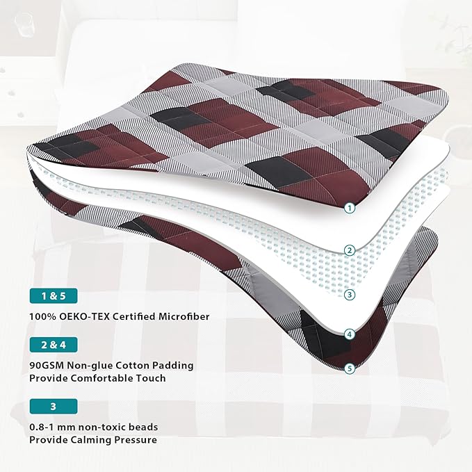 L'AGRATY Weighted Blanket - 60"x80" 25lbs Cooling Breathable Heavy Blanket Microfiber Material with Glass Beads for Adult All-Season Summer Fall Winter Soft Thick Comfort