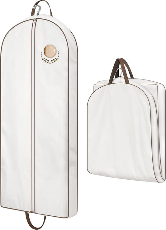 MISSLO 60" Cotton Garment Bag for Long Dress Breathable Garment Bags for Hanging Clothes Travel Women Dress Cover Luxury Hanging Clothes Storage for Fur Coat, Jacket, Gown, Suit