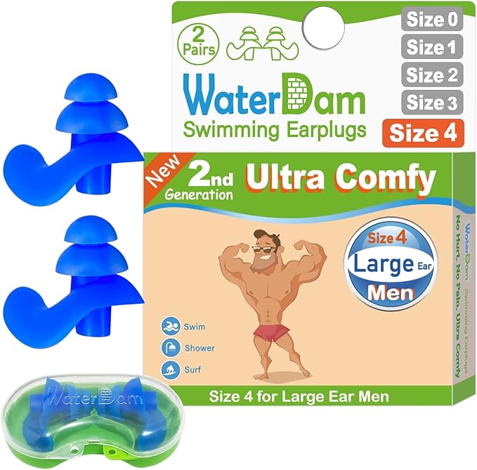 WaterDam Swimming Ear Plugs Great Waterproof Ultra Comfy Earplugs Prevent Swimmer's Ear