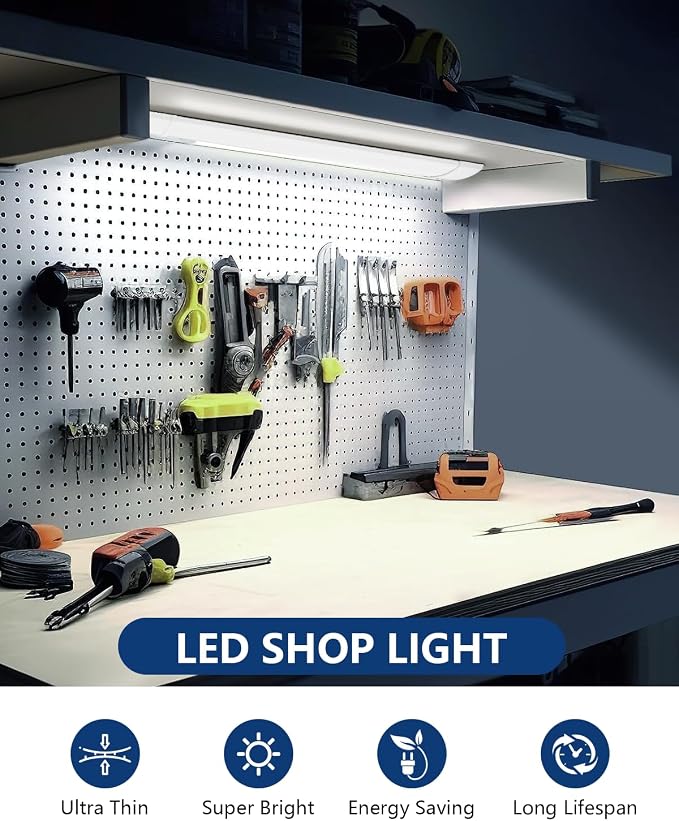 Sararoom 2FT Wraparound Shop Light, 20W LED, 2400lm, 3200K Warm White, 60cm 23.6inch LED Garage Closet Light for Office Home Basement