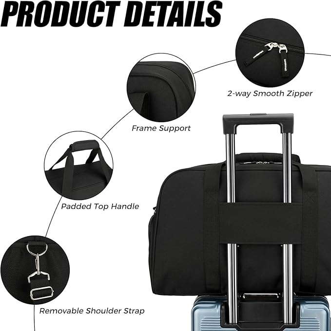 Searock 21 Inch Gym Bag with Shoe Compartment, Sports Duffle Bag for Travel, Carry On Duffel Bag, Weekender Overnight Bags for Men and Women Traveling, Black