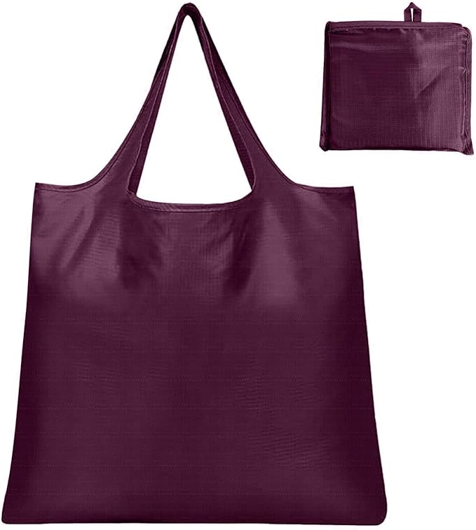 Washable Large Foldable Shopping Bag, Waterproof Reusable Grocery Bag Holder,for Shopping Reusable Tote Bags Large 50LBS,Tote Bags Nylon Bags(Wine Red)
