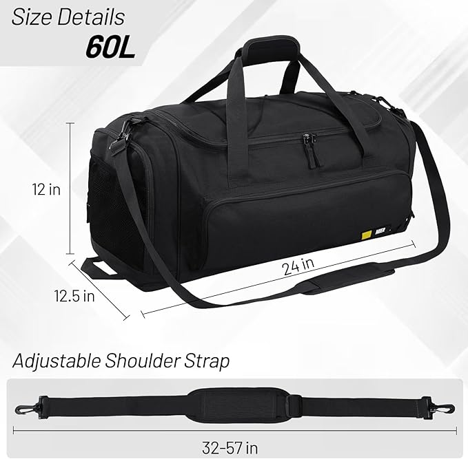MIER Large Gym Bag for Men Sports Duffle Bag with Shoe Compartment 60L Lightweight Duffel Bags for Workout Fitness Travel