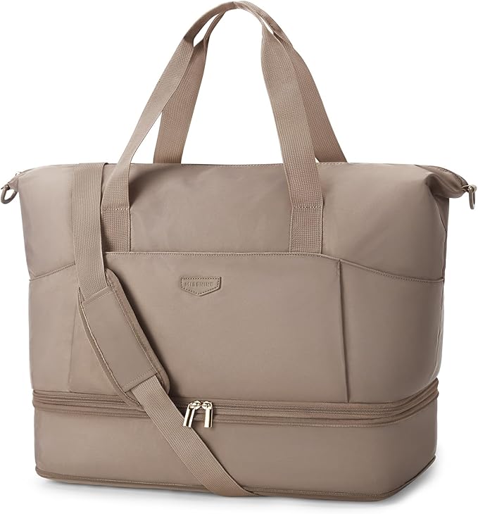 Missnine Weekender Bag for Women, Foldie Travel Bag Expandable with Shoes Compartment Travel Duffel 50L Carry on Overnight Gym