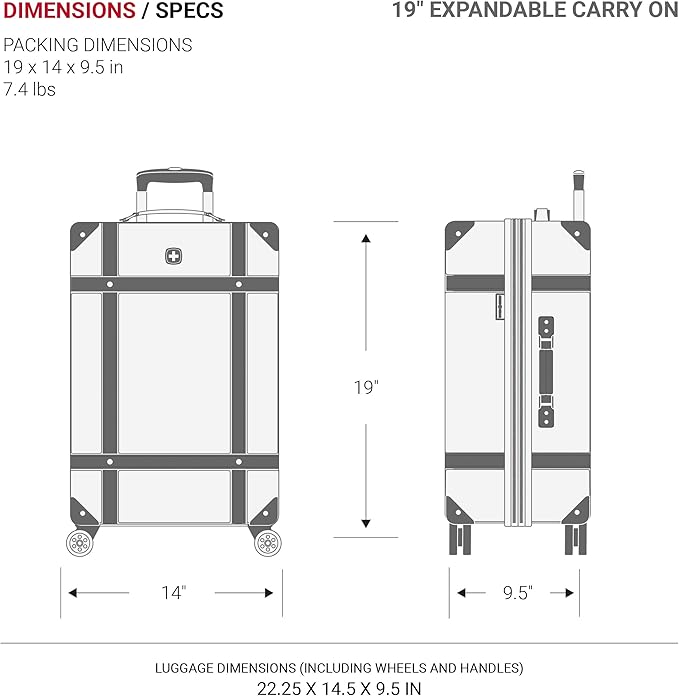SwissGear 7739 Hardside Luggage Trunk with Spinner Wheels, Blush, 2-Piece Set (19/26)