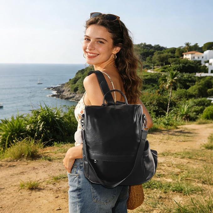 CHERUTY Women Backpack Purse PU Leather Anti-theft Casual Shoulder Bag Fashion Ladies Satchel Bags