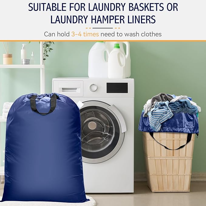 Extra Large Heavy Duty Laundry Bag - 28" x 40", Travel Laundry Bag for Dirty Clothes, Camping & Travel (Navy)