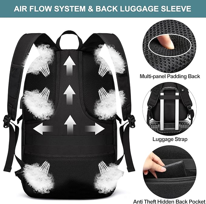 WENIG 17.3 Inch Laptop Backpack,Large Travel Laptop Bag with USB Charging Port, Anti Theft Water Resistant Business Backpack for Men and Women, Durable Big Capacity Heavy Duty Computer Bag,Black